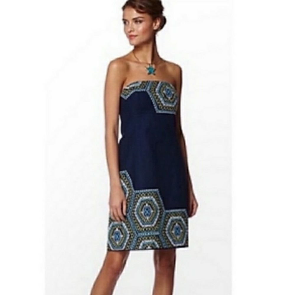 Lilly Pulitzer honey comb bee strapless dress
